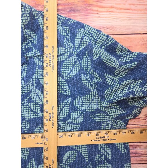 Tommy Bahama Mens Blue-Green Leaf Print Hawaiian Shirt XXL - Picture 6 of 6